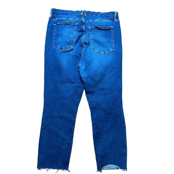 Good American Good Waist Skinny Cropped Jeans with raw edge size 18 plus size hi - Picture 3 of 8